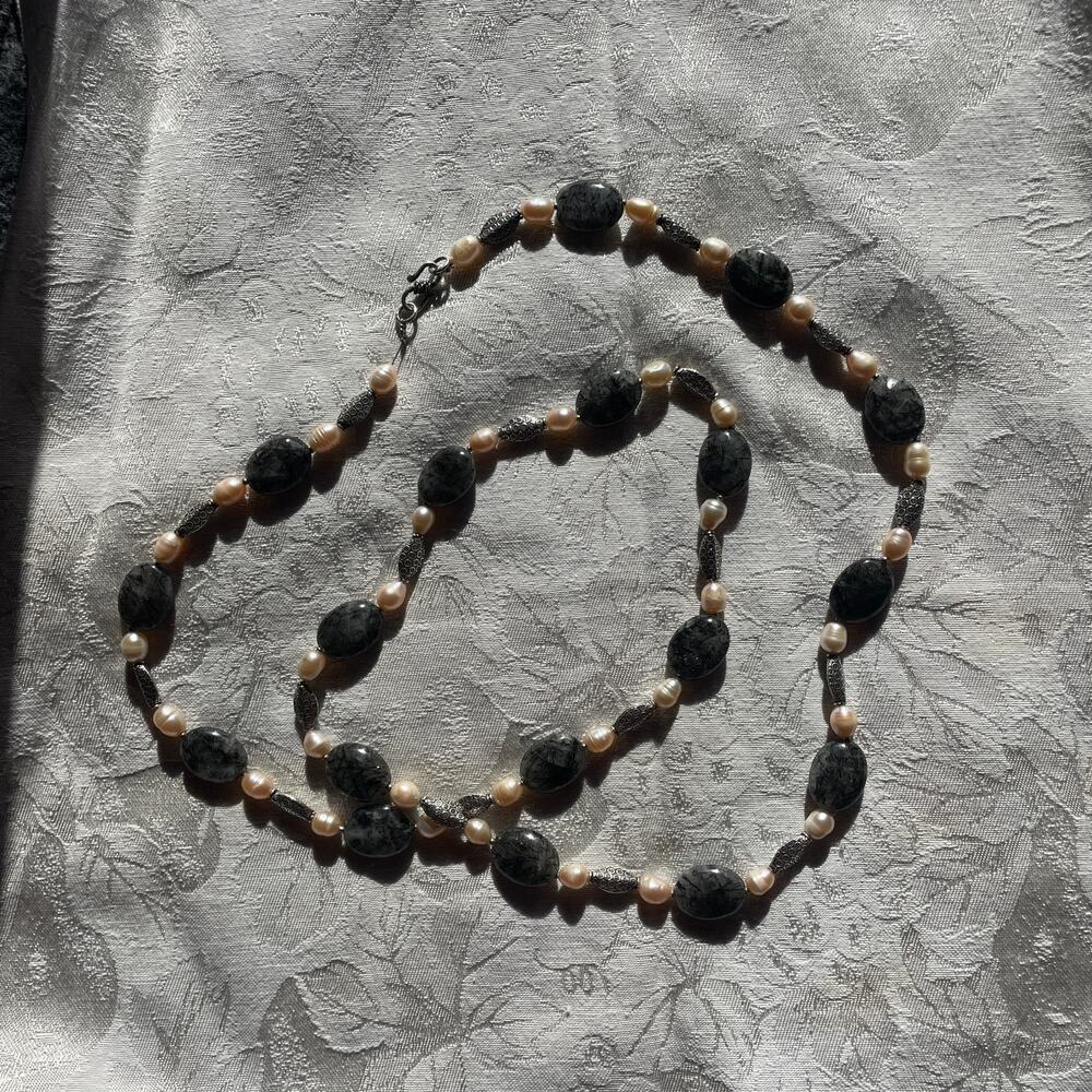 Quartz and Pearl Necklace 100 g 20" - Picture 5 of 5